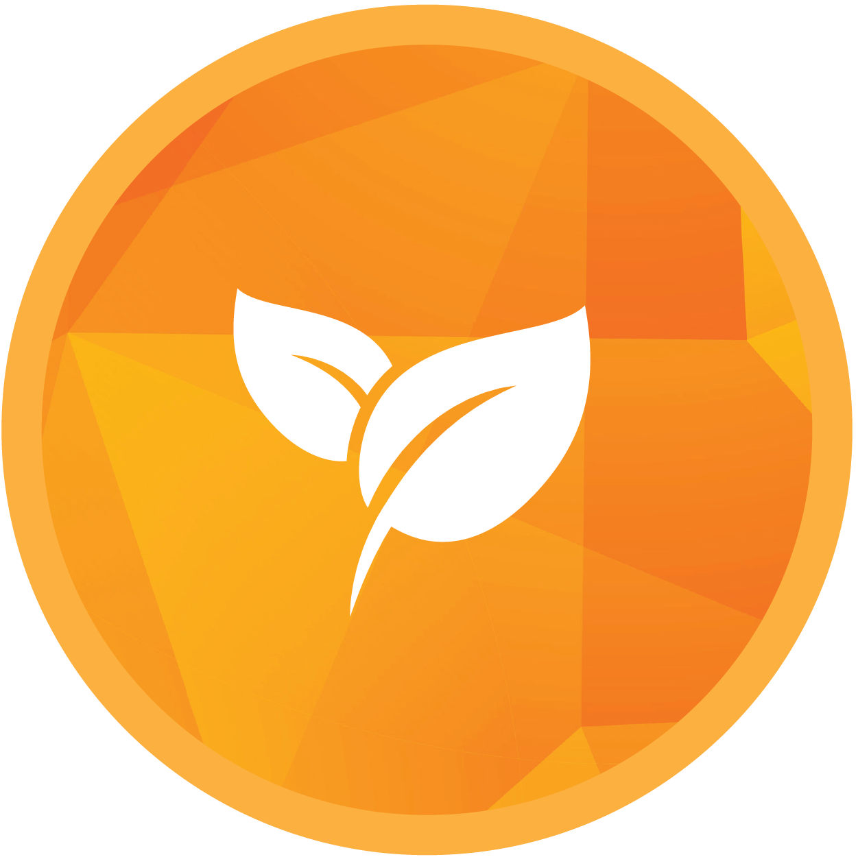 Circle icon with two leaves to symbolize environmentally friendly
